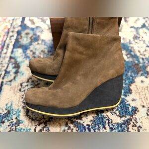 Camper Romain Kremer Brown Leather Nubuck Wedge Boots - Size 8.5 (EU 39)